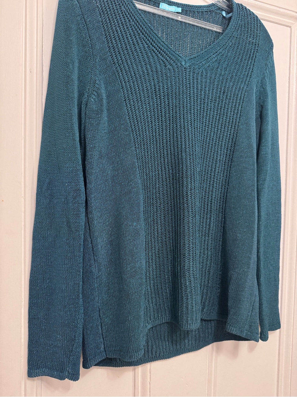 J. McLaughlin Teal V-Neck Knit Sweater
